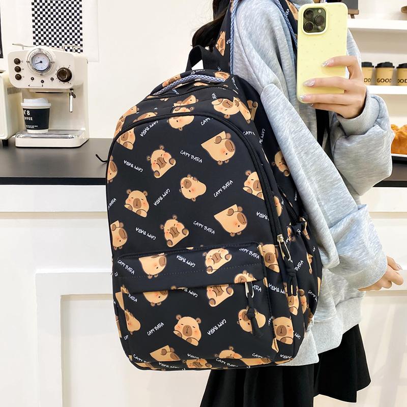 Schoolbag1011 New Student Schoolbag Boys and Girls Large Capacity Kapibara Backpack Wear-resistant Burden Reduction