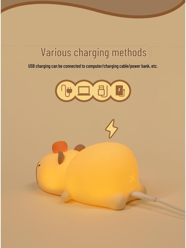 Capybara Rechargeable Silicone Bedside Night Light Lamp