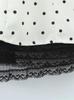 Women's Korean Style Lace Patchwork Polka Dot Sleeveless Camisole Dress – Waist-Cinched, Sexy French Short Skirt for Summer