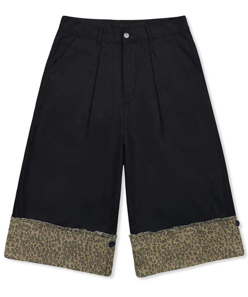 GLACK Gp190 Turn-Up Gaucho Bermuda Pants (Black)