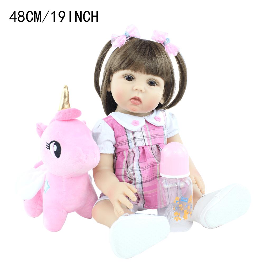BZDOLL 48 CM Full Body Soft Vinyl Reborn Doll Like Real 19 Inch Princess Babies Birthday Gift Bonecas Girls Bathe Toy