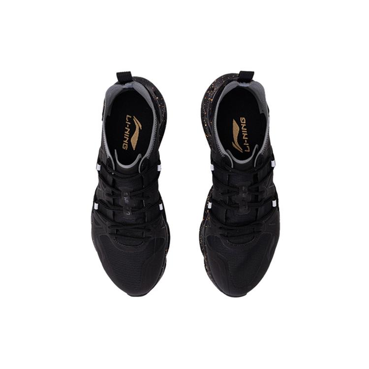 Li Ning Cushioning Breathable Rebound Low top Running Shoes Men's Black Blue ARHQ057-1