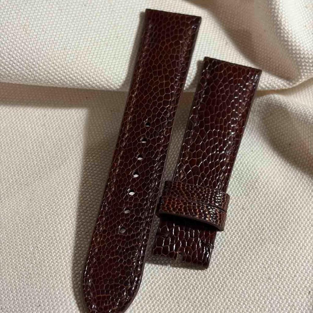 Used Ost-500 Ostrich Leather Watch Strap Brown (lug Width 21mm - Buckle Width 18mm)