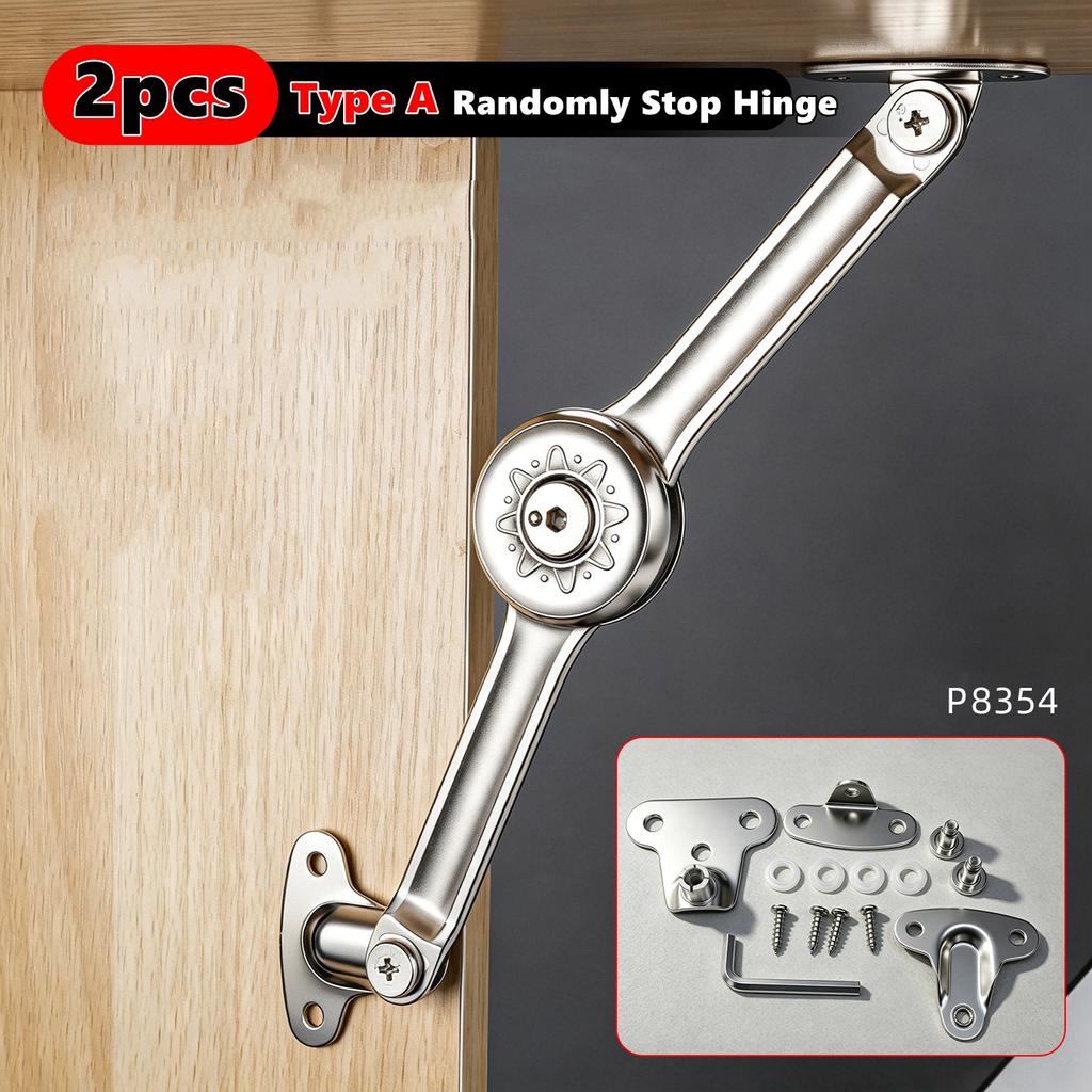 Xiaomi Lid Support Hinge In Satin Nickel Folding Lid Stay Hinge with Soft Close,Perfect for Toy Box/Drawer Window/Wardrobe/Cabinet Door