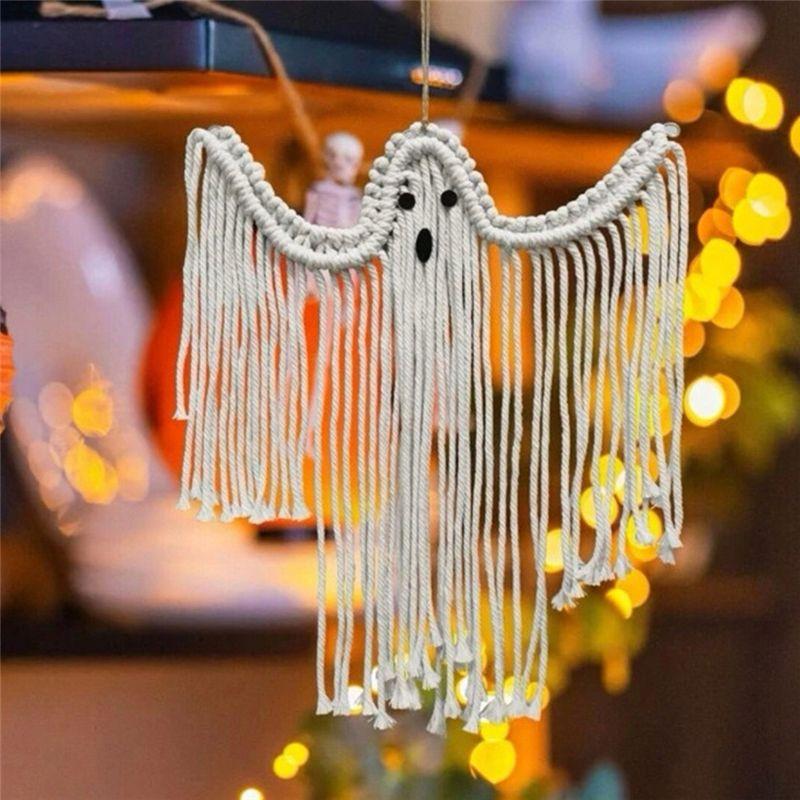 M-Modern-2PCS Halloweenparty Macrame Wall Hangings Witchy Spooky Home Decor Dark Academia Gothic Boho Art