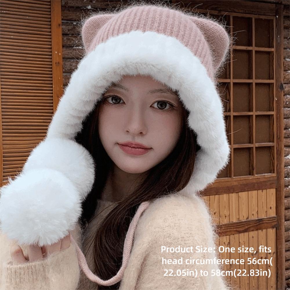Thick Warm Plush Ear Flap Hat Polyester Winter Warm Hat Thick Cold Proof Hat  Outdoor Use