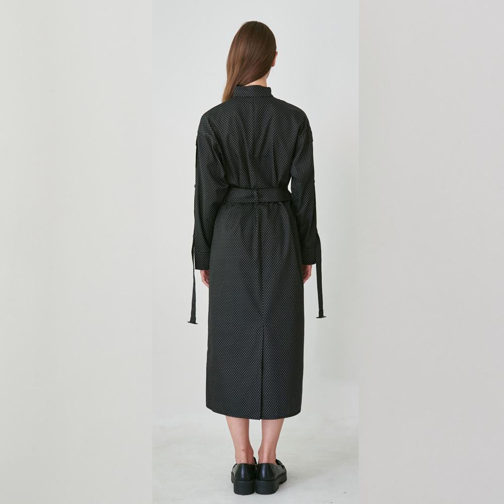 Bunderghost Wing Collar Strap Dress (Black Dot)