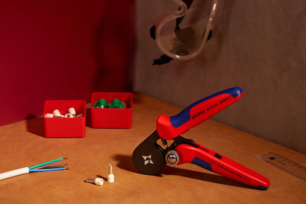 KNIPEX Wire End Sleeve Crimping Comfort Pliers, 0.08-10+16mm², Handle, 9753-04