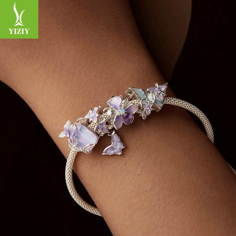 Purple Iris Series Diy Bracelet Beaded, Romantic And Elegant S925 Sterling Silver Pendant Accessories