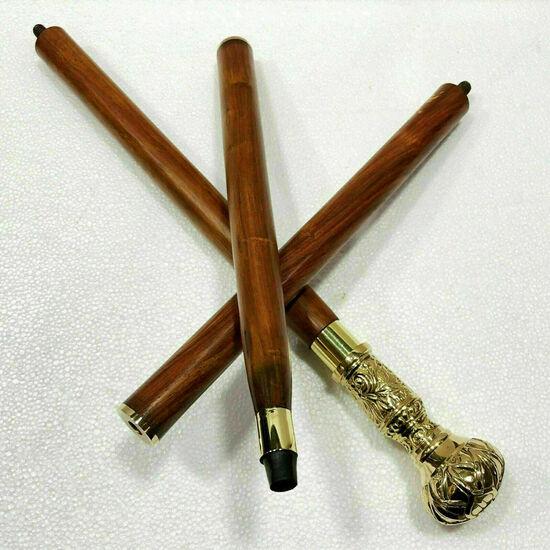 Antiker Stil Viktorianisch Vintage Designer Messinggriff Gehstock Holzspazierstock