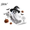 Waterproof Halloween Wall Stickers Toilet Sticker, Ghost And Skeleton Print Decals, PVC Easy Bathroom Decals Peel Stick Spooky Stickers, for