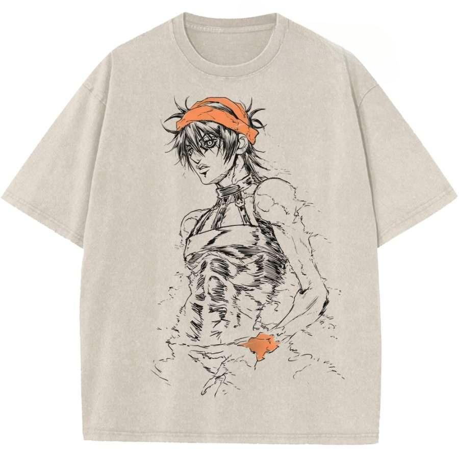 

JoJo s Bizarre Adventure Наранча Гирга Футболка с принтом Мужская Женская Футболки из стираного хлопка Манга Винтажная футболка Харадзюку Мужская футболка S бежевый