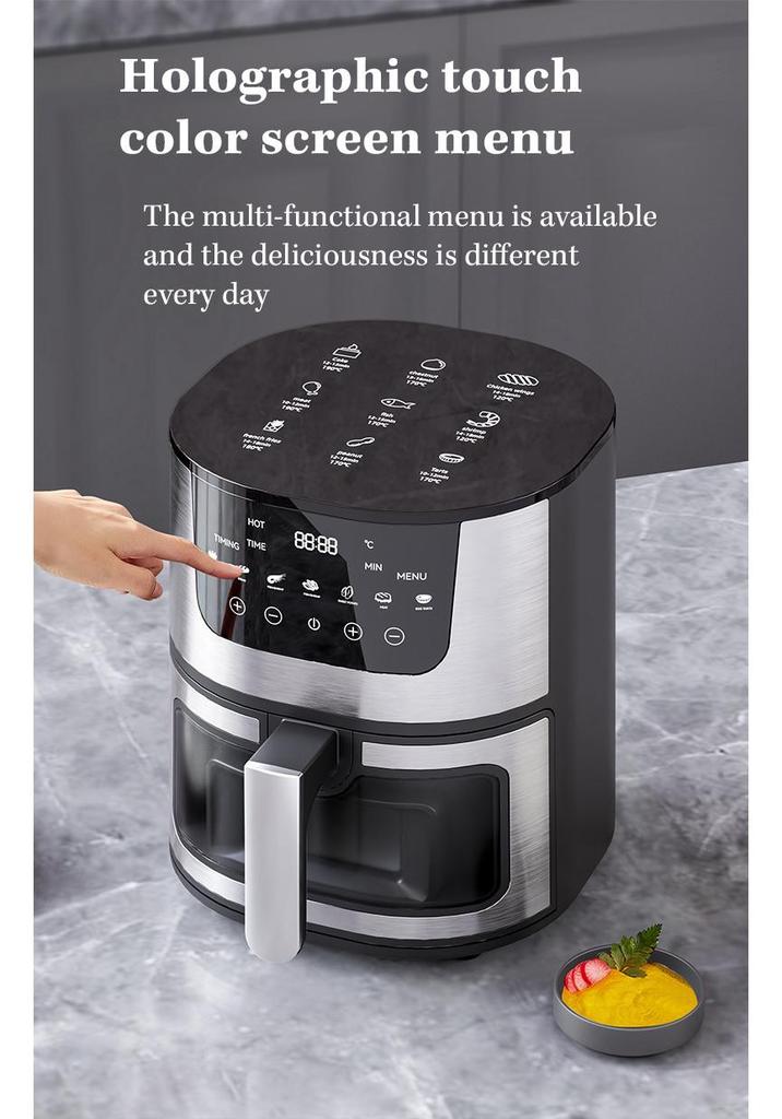 Large Capacity Stainless Steel Multi-Function Air Fryer with Viewing Window