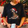 Niedliche Weihnachts-Giraffen-Lichter Lustige Feiertags-Tier-T-Shirts Unisex Festlicher Hut Nikolaus Geschenk T-Shirts Jahr Weihnachten Baumwoll-T-Shirt