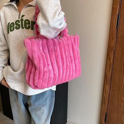 Herbst Winter neue Kollektion Mode Pelz Samt Tasche Persönlichkeit Schlichtheit einfarbig hohe Kapazität vielseitige Schultertaschen