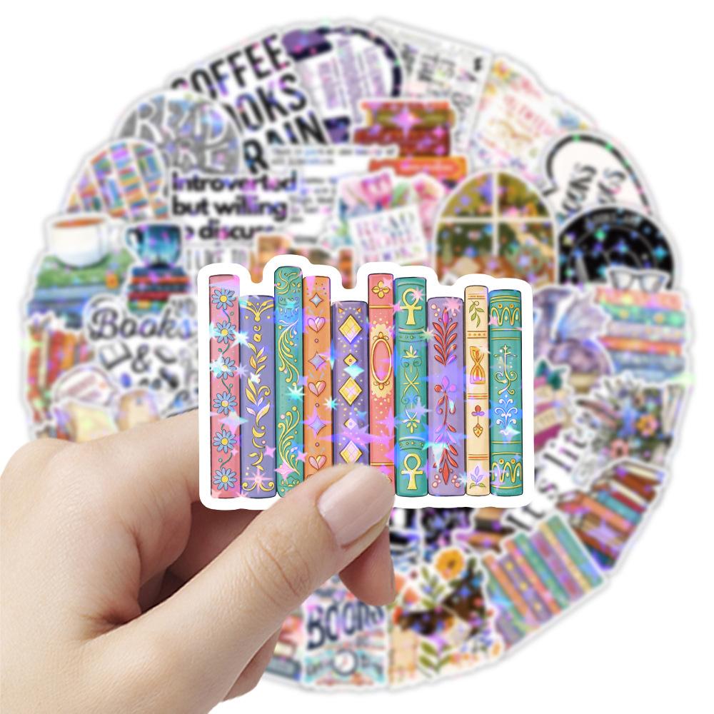 10/30/50/100pcs Funny Creative Reading Book Stickers Holographic Aesthetic Decals DIY Notebook Suitcase Phone Decoration Sticker
