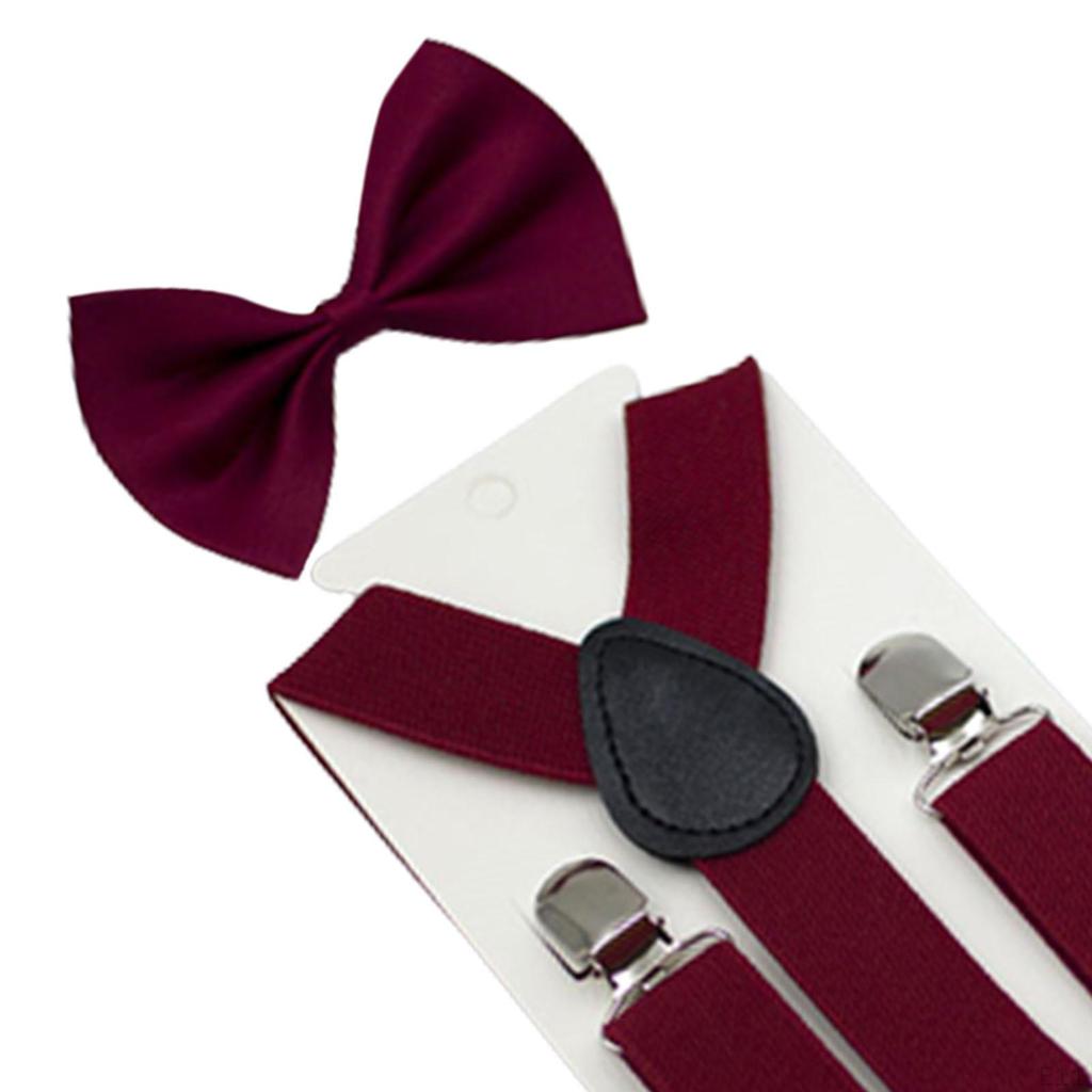 Kids Bow Tie Braces Y Back 3 Clips Adjustable Support for Formal Wear Party Jeans