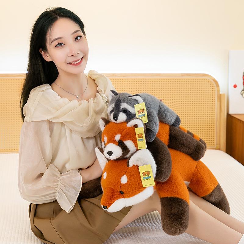 Simulation Raccoon Doll Fox Plush Toy Cute Red Panda Doll Zoo Throw Pillow Gift