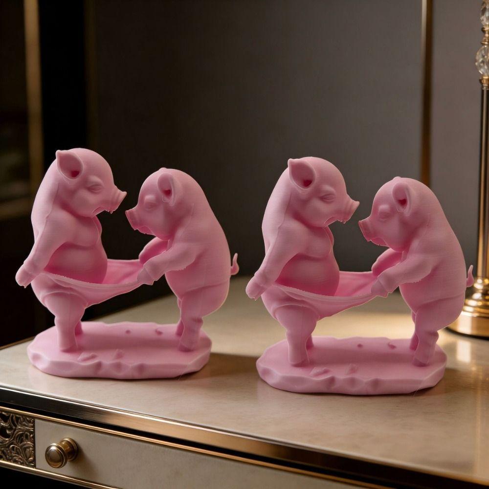 Decorations Cartoon Pig Figurine Creative Animal Pig Model Gifts 3D Printed Pig Toy Desktop Use