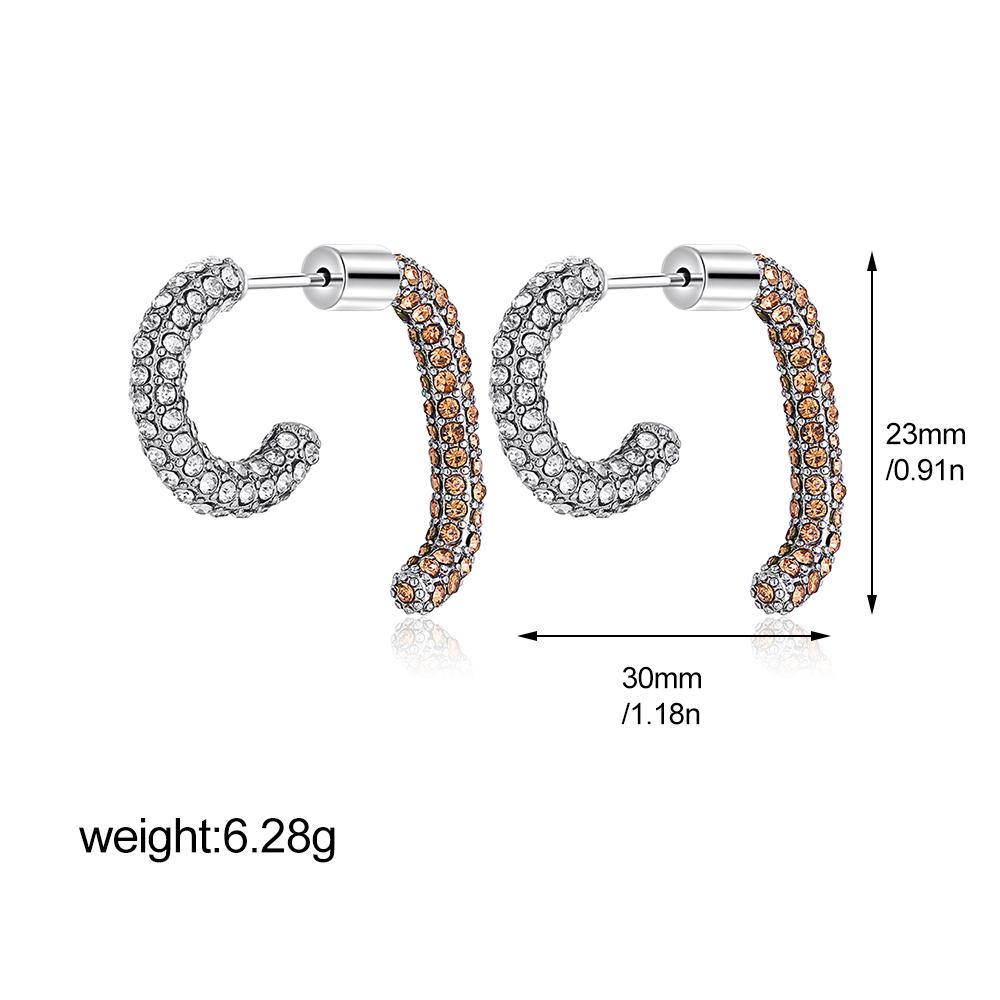 Unique Design Irregular Geometric Shape Pave Zircon Stud Earrings for Women Stainless Steel Earrings Luxury Jewelry Gifts
