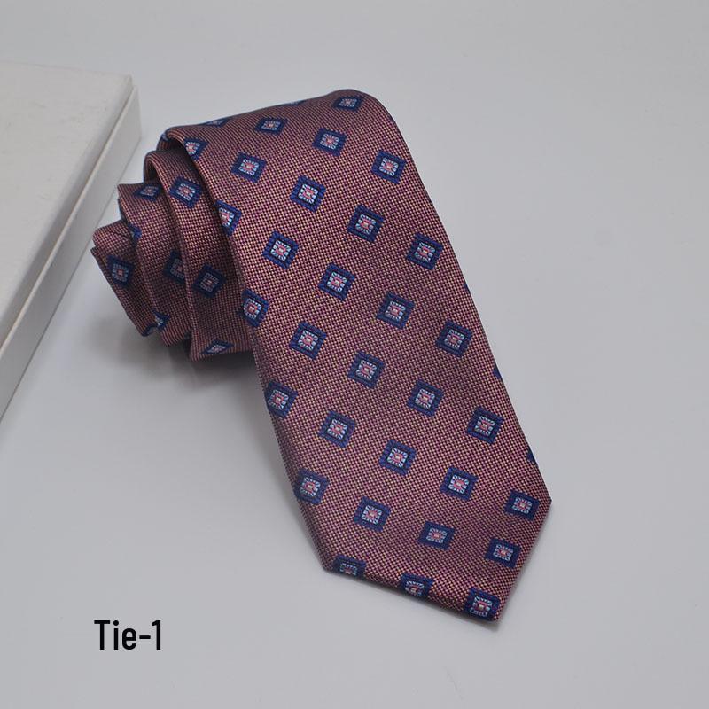 Men's 8cm Jacquard Polyester Tie - Business Formal and Casual High-Class Style