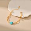 Heart Turquoise Design Handmade 18k Gold Plated Hollow Chain Bracelet For Women