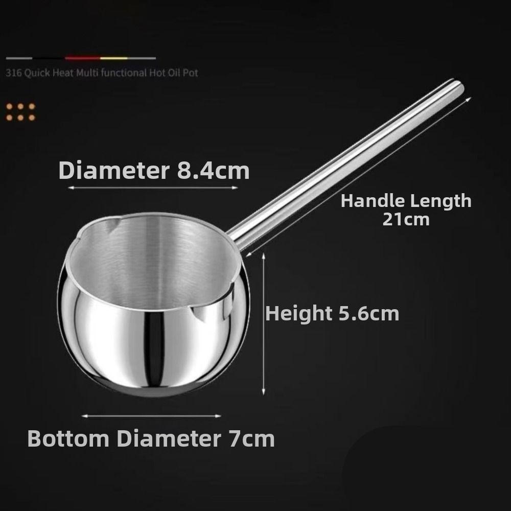 Durable Stainless Steel Butter Warmer Pot 10oz/300ml Thickened Small Saucepan Long Handle Mini Cooking Sauce Bowl