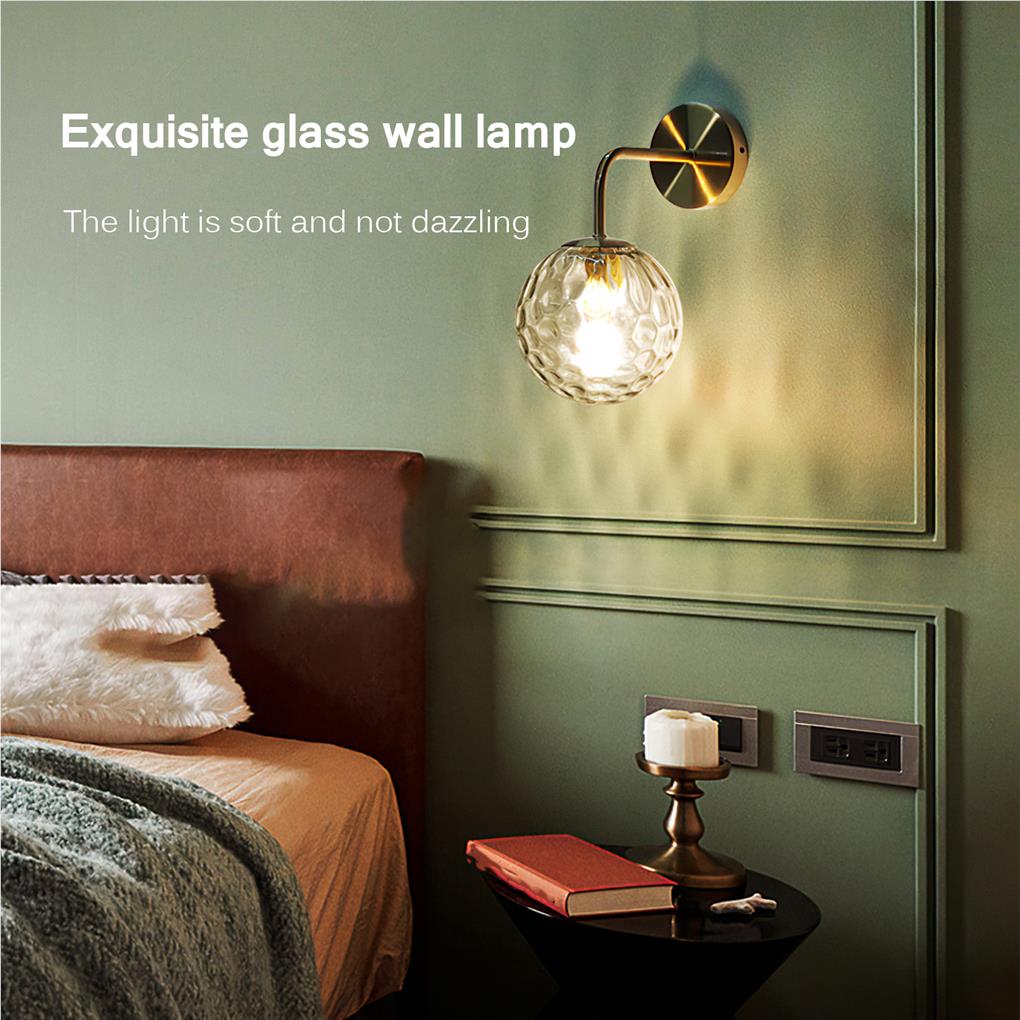Wall Light Golden Glass Ball Lamp Clear Metal Base Fixtures Home Decoration Bedroom Kitchen Corridor Dining Room Accessories
