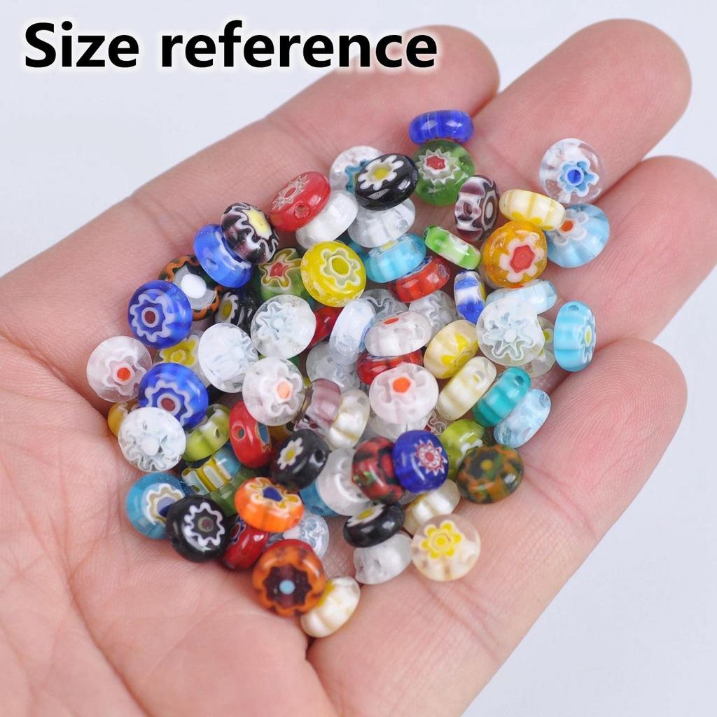 Směs Ploché Kulaté 6mm 8mm 10mm 12mm 14mm Květinové Vzory Millefiori Sklo Volné Korálky Pro Řemesla Šarže Pro DIY Výrobu Šperků Příslušenství