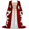 European and American Style Gold Velvet Lap-up Trumpet Sleeves Vintage Medieval Long Dress Dress