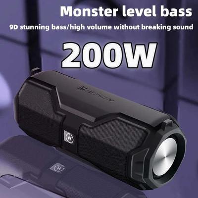Altavoz Bluetooth inalámbrico de alta potencia de 200 W para exteriores, portátil, con tarjeta insertable, subwoofer impermeable, sistema de sonido con llamada de voz, Caixa Desom