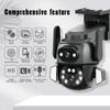 Câmera binocular WIFI de tela dupla 4K 8MP PTZ AI Body Rastreamento automático CCTV Segurança Luz colorida inteligente Monitoramento de visão noturna