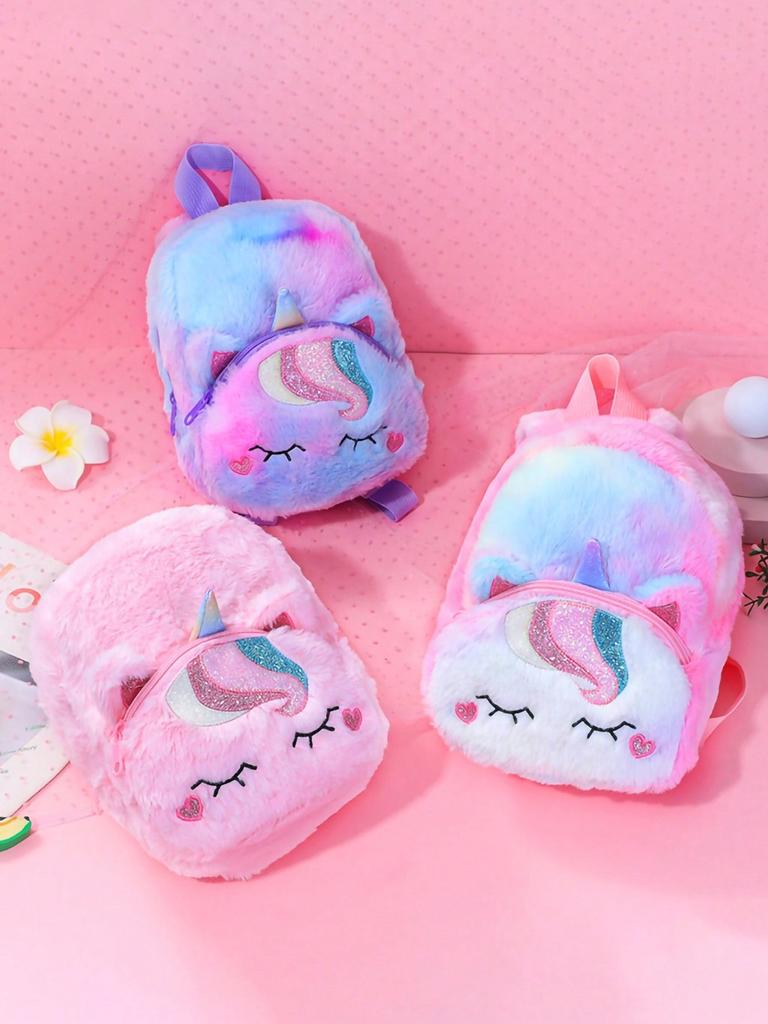 Unicorn Plush Childrens Backpack With Air Cushion Straps For Girls Daily Use