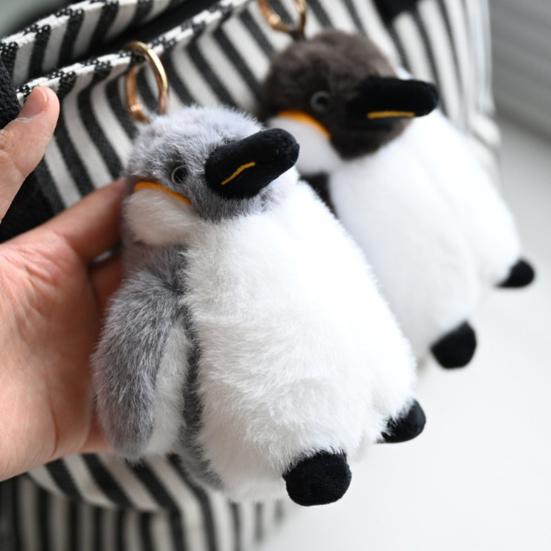 Realistic Penguin Plush Keychain with Metal Ring Soft Stuffed Animal Doll Cute Bag Accessory Stress Relief Gift for Kids Zoo Lovers