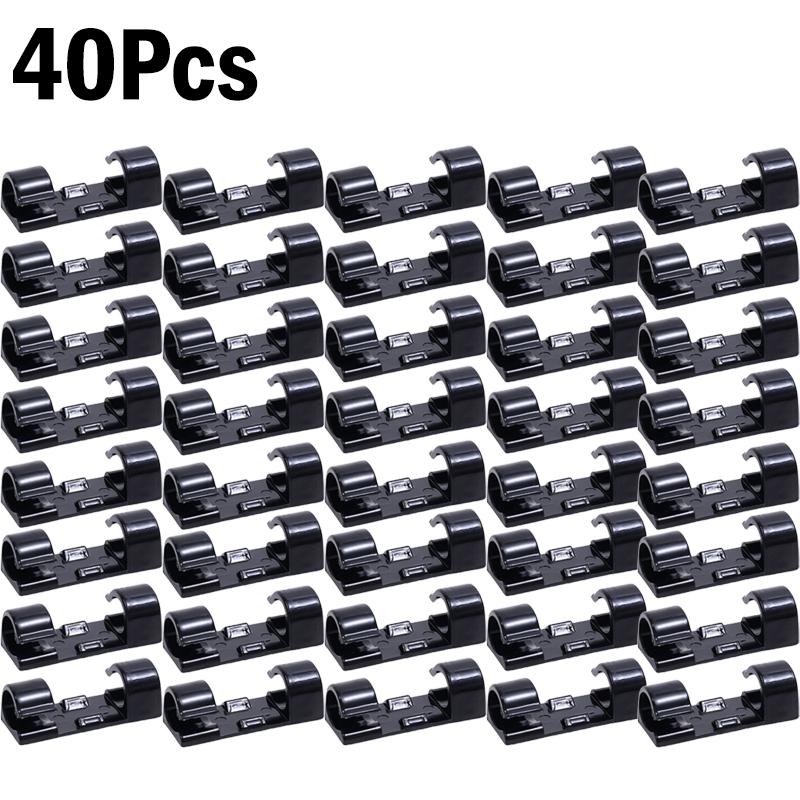 1-60Pcs Self-Adhesive Cable Clips Organizer Drop Wire Holder Cord Management for Ethernet Cable TV PC Under Desk Car Wire Clip