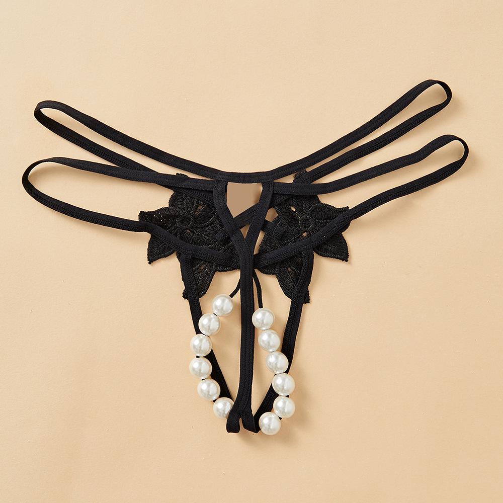 "Large Size European and American Double Row Beaded Transparent Thong"