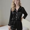 Women's Short Sleeve Faux Silk Ice Silk Pajama Set with Lapel - European Size