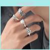 Elegant Korean Style Black And White Checkerboard Adjustable Ring For Women Fashion Accessory