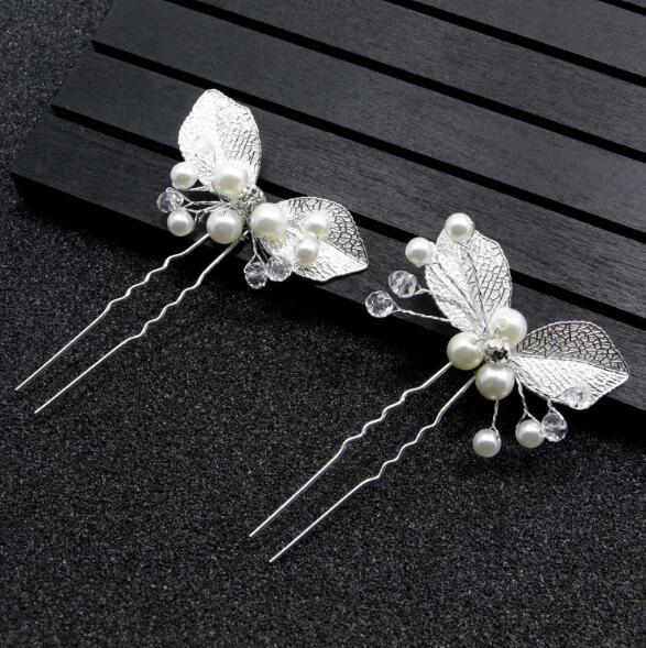3PCS Flower Hairpin Bride Headdress for Women Pearl Mesh U-shaoped Hair Clips Fashion Girls Wedding Hair Accessories Jewelry