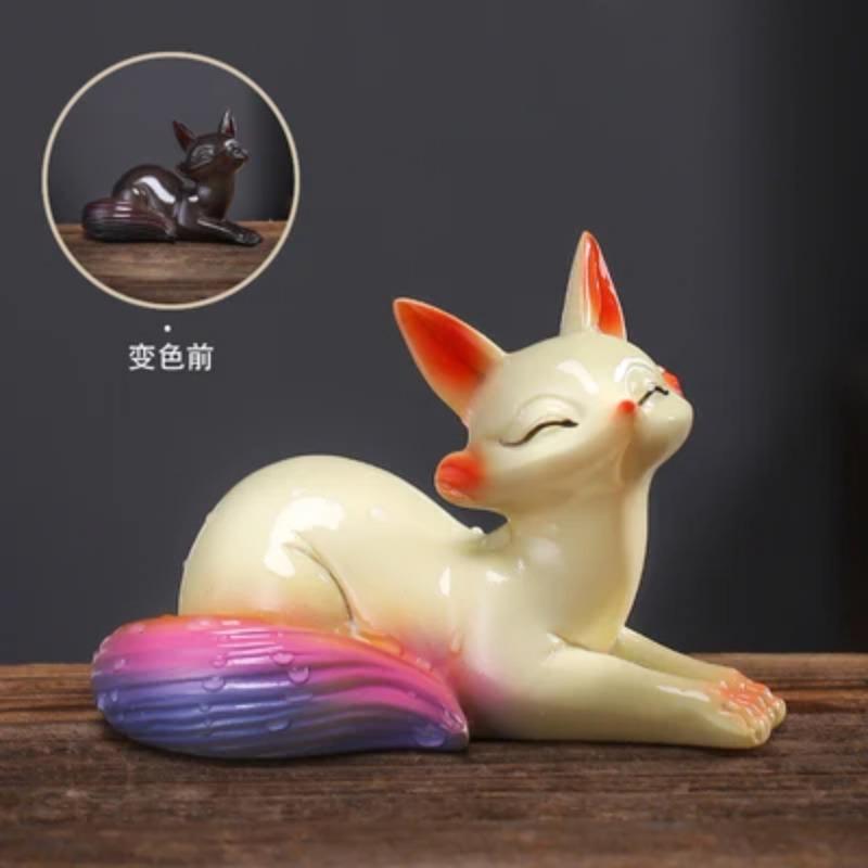 Čajové zvířátko měnící barvu Lovely Liška Zalévání Čajové nádobí měnící barvu pro čajový obřad Dekorace do čajovny Výzdoba domácnosti