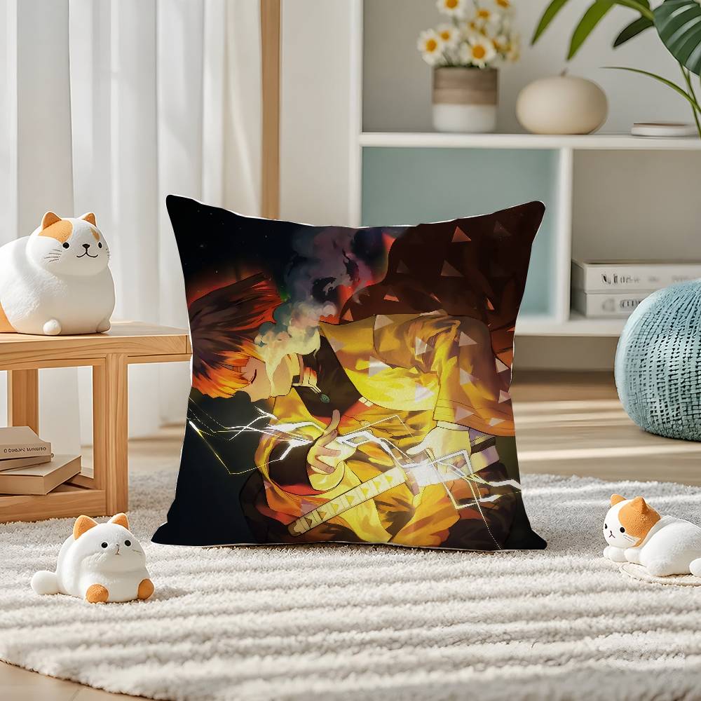 Demon Slayer Upper Moon Demons Anime Plush Pillow Cover Soft Short Plush Cushion Cover For Sofa Bedroom Home Decor Gift