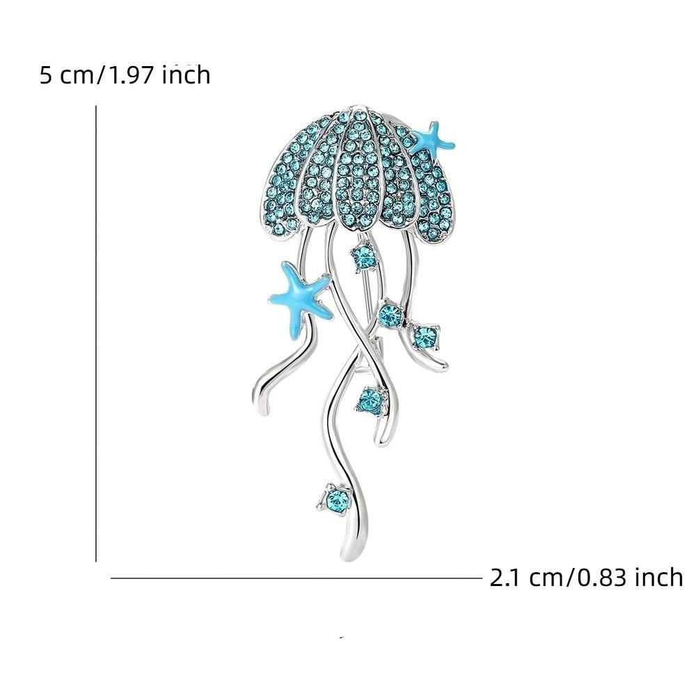 Sparkling Rhinestone Breast Pin Zinc Zinc Alloy Sea Life Pins New Jellyfish Brooches  Women