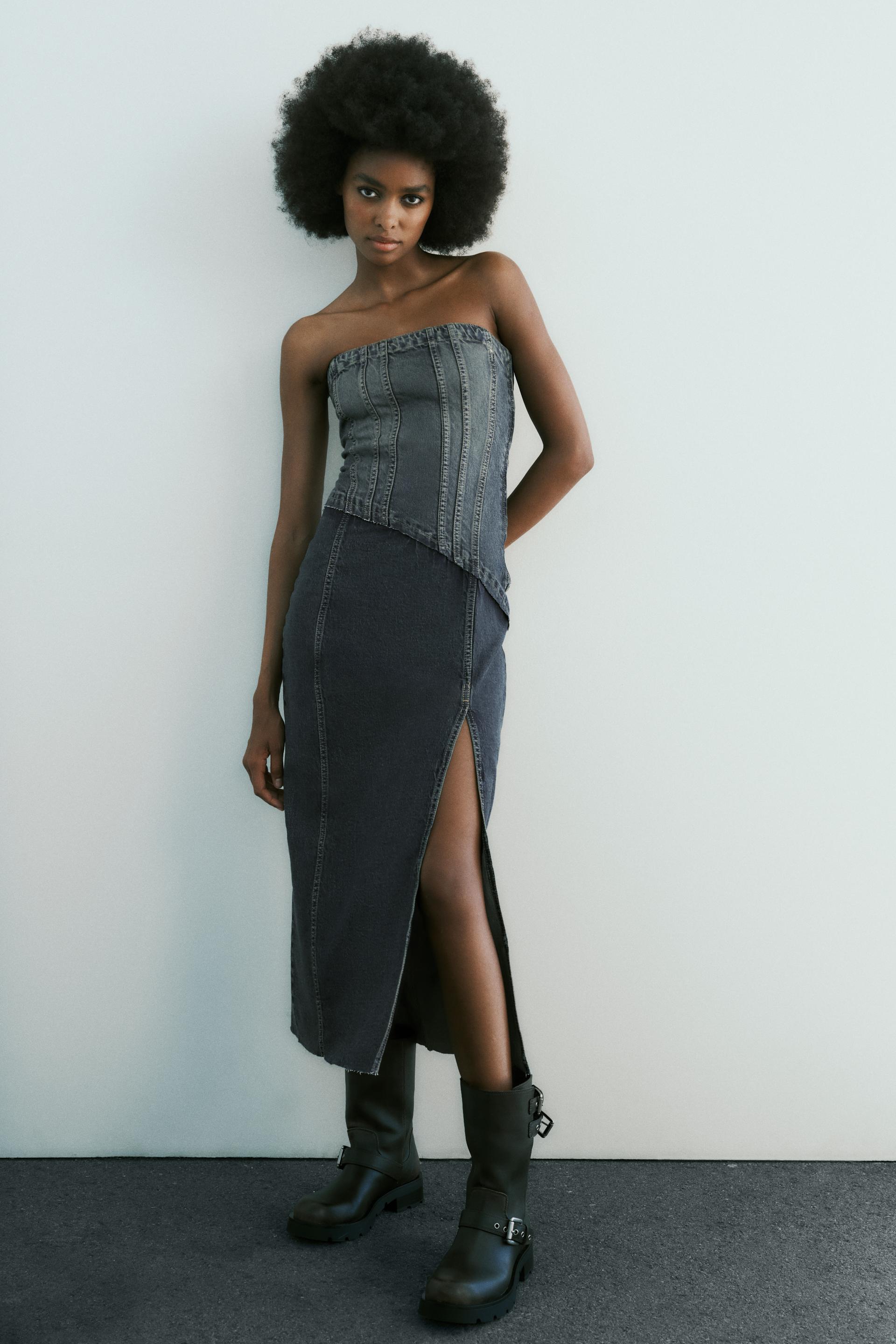 

ПЛАТЬЕ ИЗ ДЕНИМА БЕЗ БРЕТЕК TRF