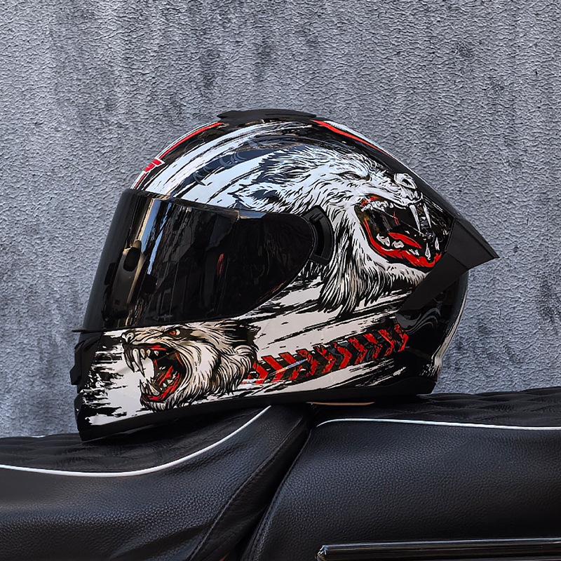 Imitation Street Car Helmet Men's Motorcycle 3C Electric Vehicle Full Helmet Autumn and Winter Knight Double Mirror Riding