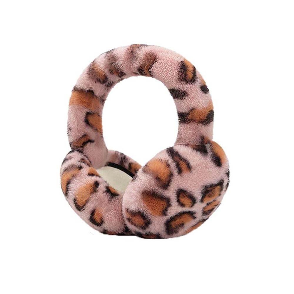 Soft Leopard Print Earmuffs Faux Fur Foldable Ear Covers Plush Ear Warmers Teens