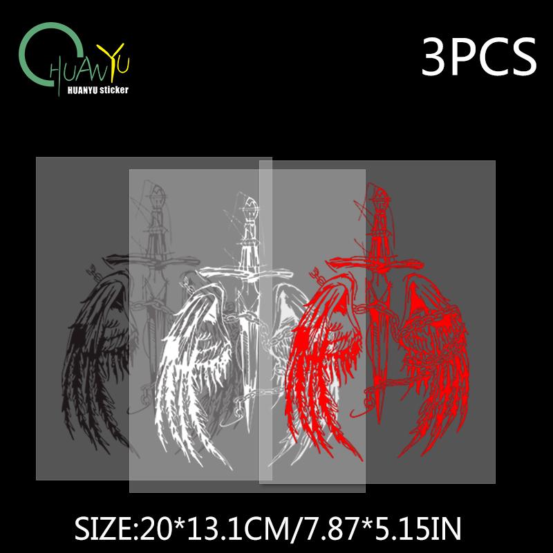 creative angel wing car decals, car and motorcycle scratch protection, waterproof reflective decoration decals