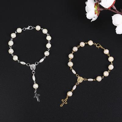 Catholic Church Crucifix Cross Pendant Rosary Bracelet Christ Prayer Resin Rosaries Beads Chain Religious Jewelry