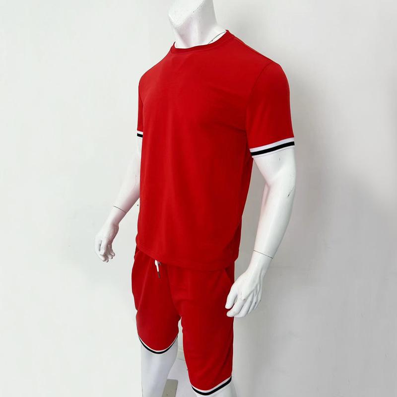 Men's Summer Sport Shorts & Round Neck T-shirt Set, Europe Style