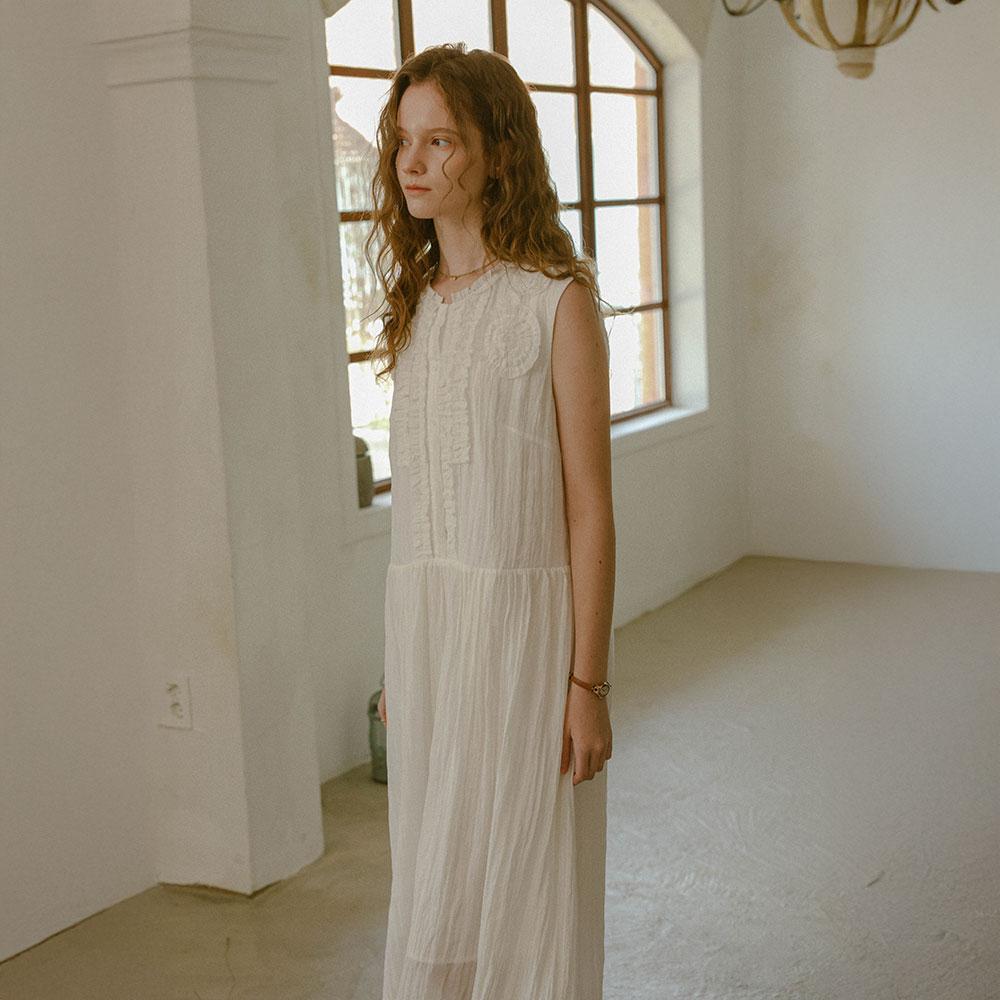 Peulaudeumali Pm_Embroidered Lace Pintuck Dress_White