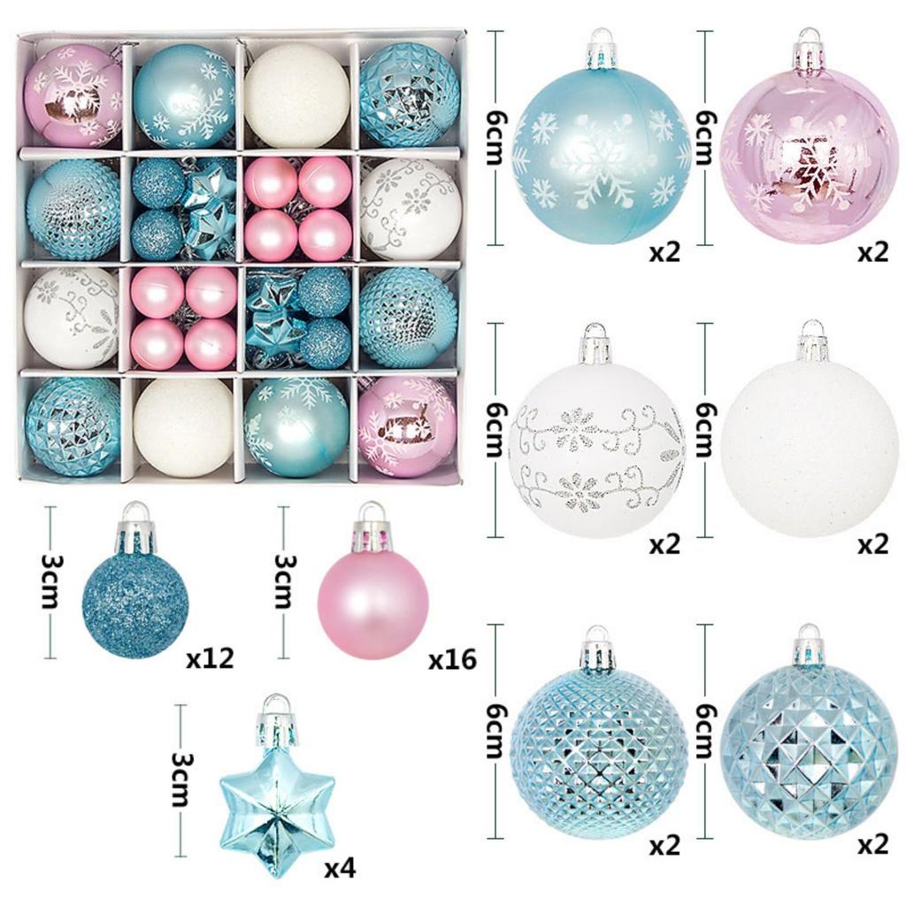 Christmas Balls 44pcs Painted Shaped Carton 3-6cm Set Christmas Decorations Electroplated Ball Hangings
